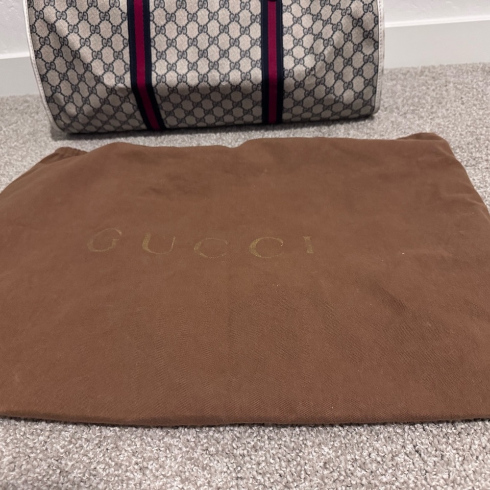Gucci vintage GG SUPREME CANVAS Web White Boston Bag - Picture 8 of 9